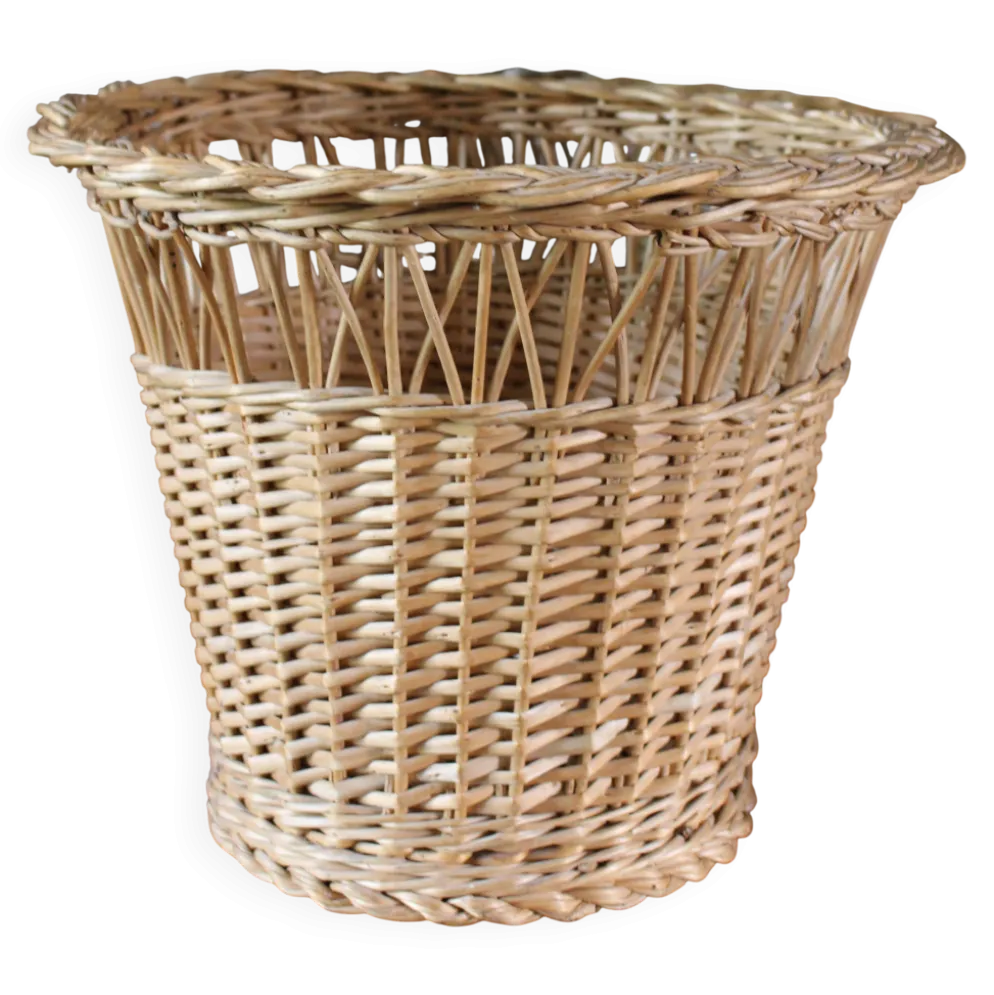 Corbeille à papier, plante vintage en osier