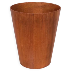 Corbeille à papier ronde en teck, Suède des années 1960
