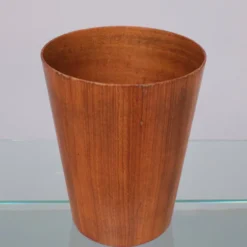 Corbeille à papier ronde en teck, Suède des années 1960