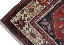 Couloir en laine oriental fait main, tapis de marche long avec médaillon géométrique.