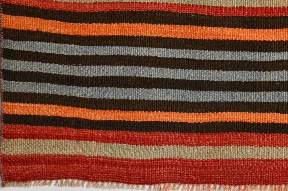 Couloir Vintage Rayé – Tapis Kilim Graphique Tissé Main, 77x360 Cm