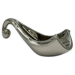 Coupe de centre de table vintage en métal argenté sculptural avec poignée en volute
