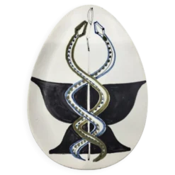 Coupe Vide poche Roger capron décor Serpents en céramique France 1950