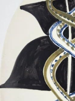 Coupe Vide poche Roger capron décor Serpents en céramique France 1950