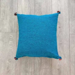 Coussin berbère bleu fait main en coton