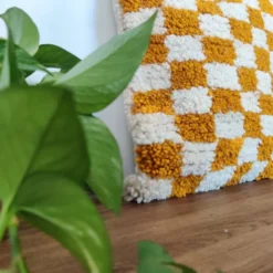 Coussin berbère Damier Jaune Béni Ouarain