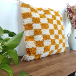 Coussin berbère Damier Jaune Béni Ouarain