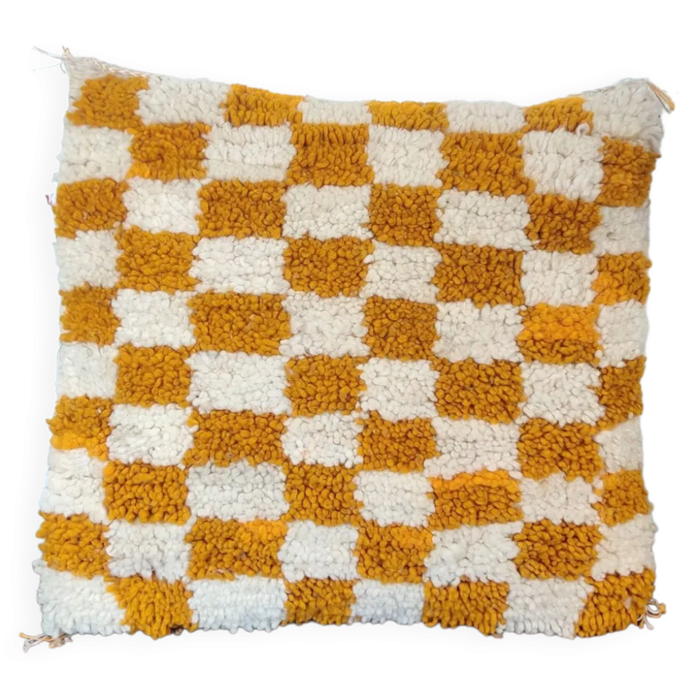 Coussin berbère Damier Jaune Béni Ouarain