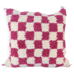 Coussin berbère damier magenta