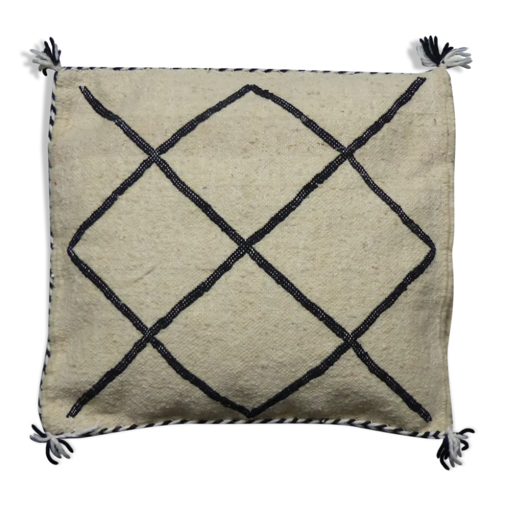 Coussin berbère kilim blanc et noir