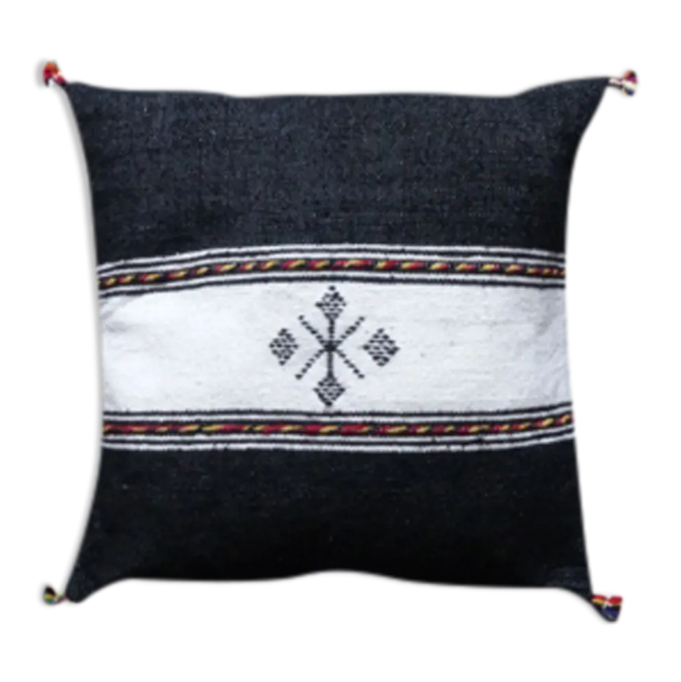Coussin berbère marocain noir et blanc