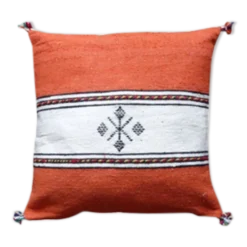 Coussin berbère marocain orange et blanc