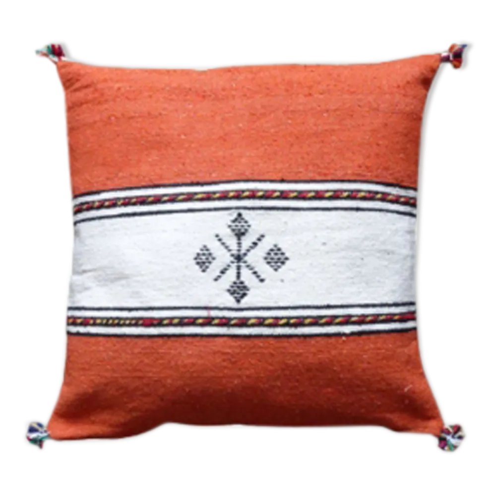 Coussin berbère marocain orange et blanc