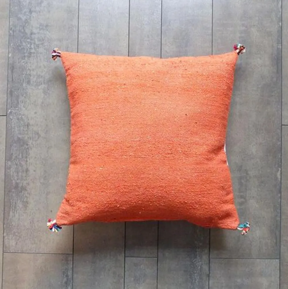 Coussin berbère marocain orange et blanc