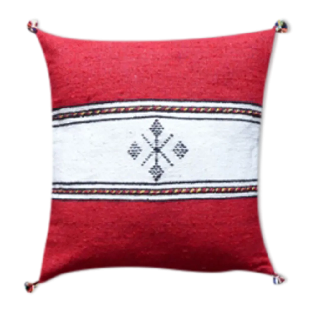 Coussin berbère marocain rouge et blanc