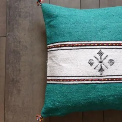 Coussin berbère marocain vert et blanc