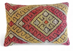 Coussin en kilim en laine tissé à la main vintage, style mauresque, milieu du 20e siècle