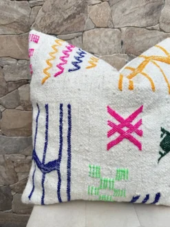 Coussin en laine berbère fait main : Coussin Kilim marocain (45x45cm)