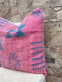 Coussin en laine berbère fait main : Coussin Kilim marocain (45x45cm)