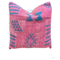 Coussin en laine berbère fait main : Coussin Kilim marocain (45x45cm)