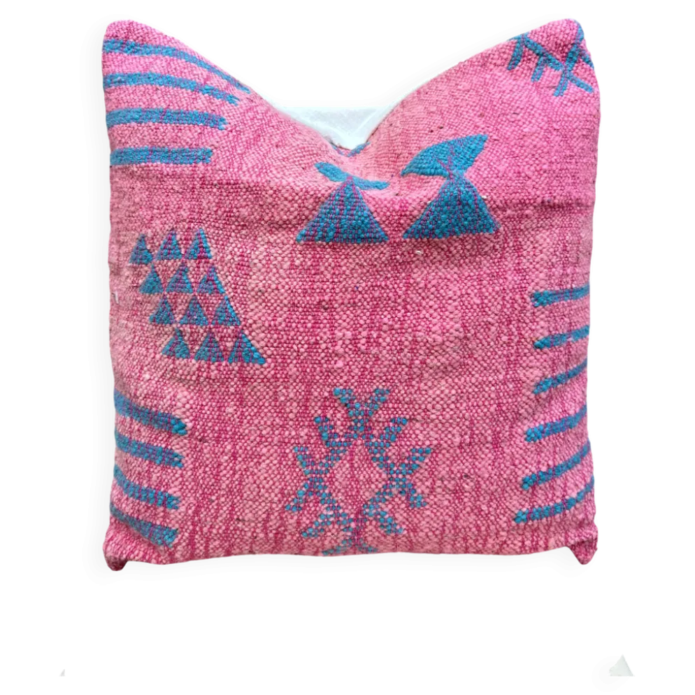 Coussin en laine berbère fait main : Coussin Kilim marocain (45x45cm)