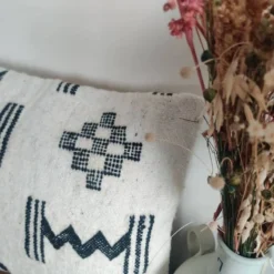 Coussin kilim géométrique noir & blanc