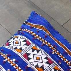 Coussin kilim marocain bleu