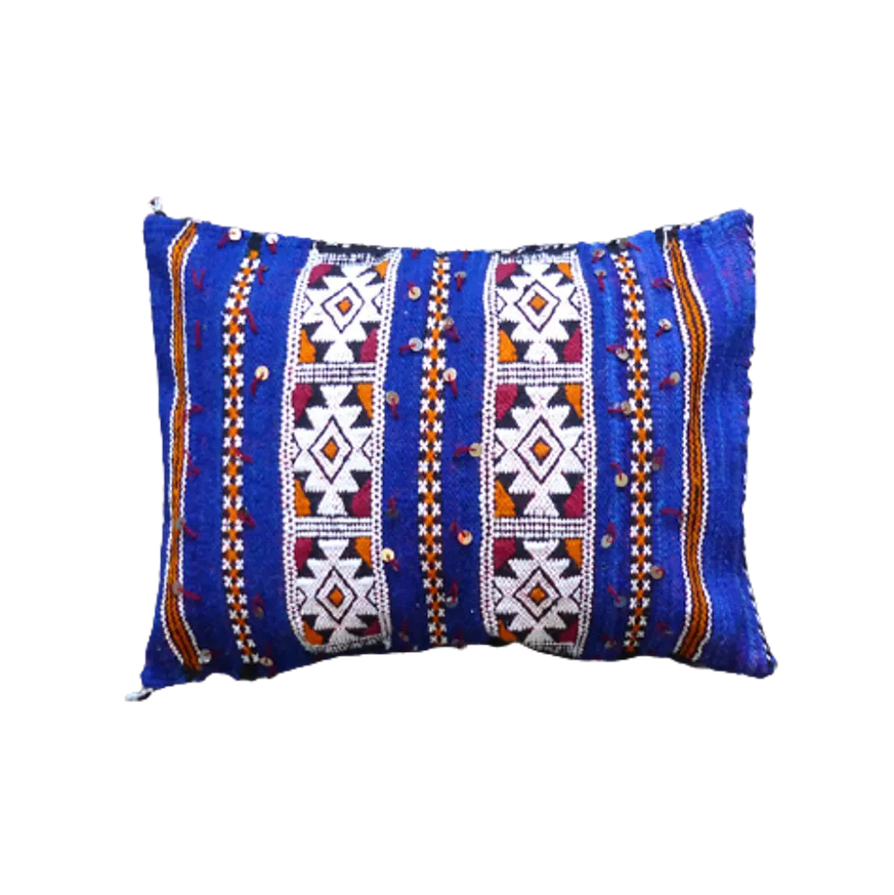 Coussin kilim marocain bleu