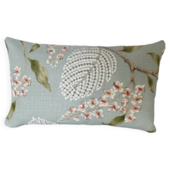 Coussin lin motif bleu ciel