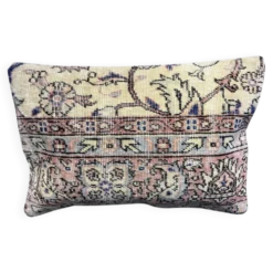 Coussin lombaire vintage décoloré avec fleurs 40x60cm