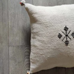 Coussin marocain blanc en coton
