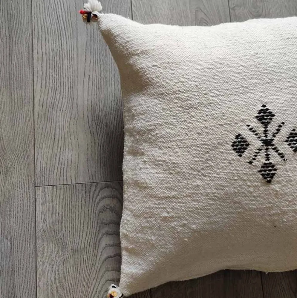 Coussin marocain blanc en coton