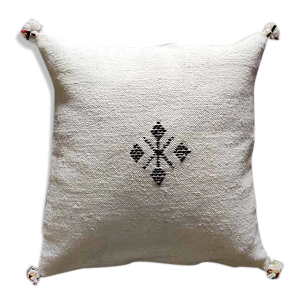 Coussin marocain blanc en coton