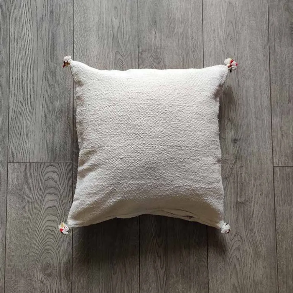 Coussin marocain blanc en coton
