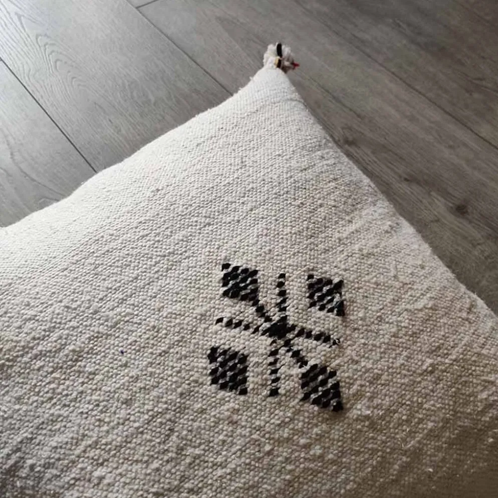 Coussin marocain blanc en coton