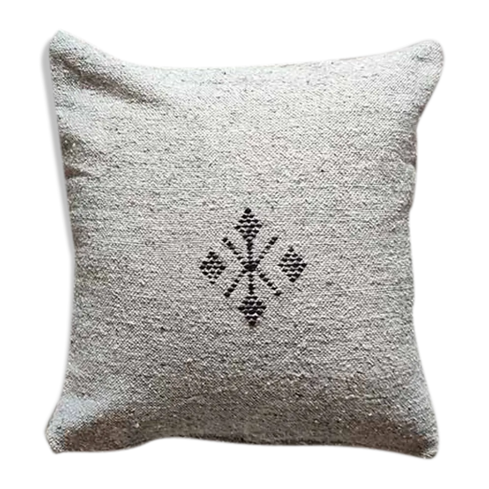 Coussin marocain gris clair fait main en coton