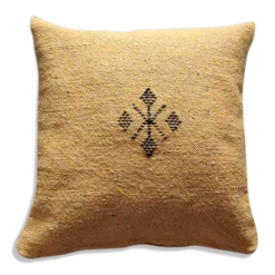 Coussin marocain jaune en coton