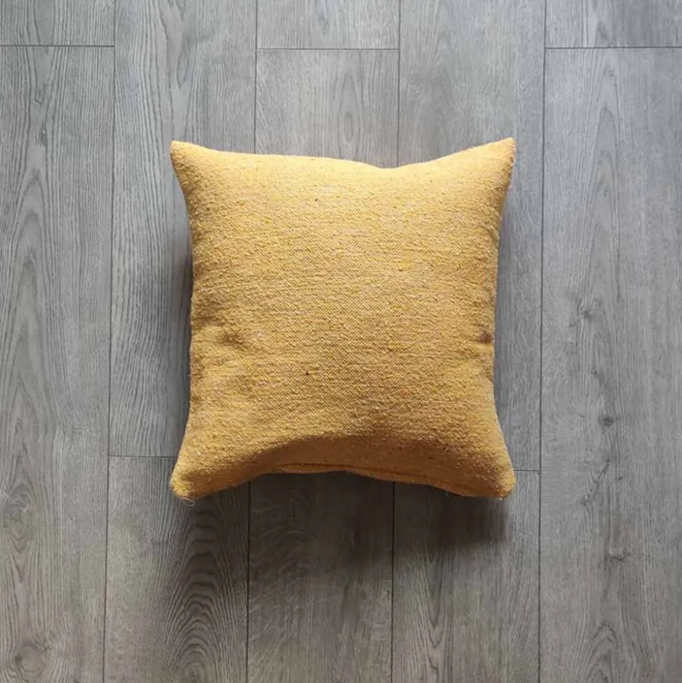 Coussin marocain jaune en coton