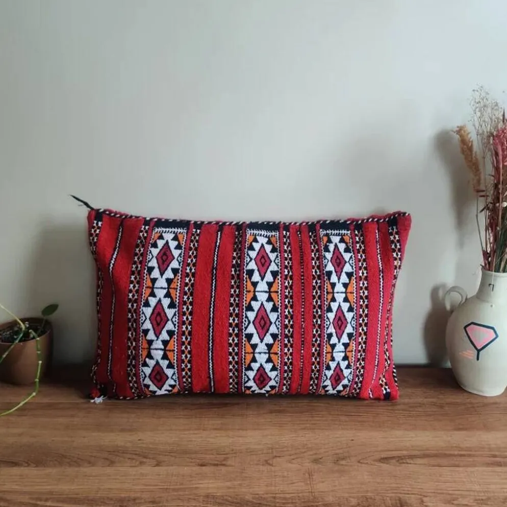 Coussin marocain rouge kilim