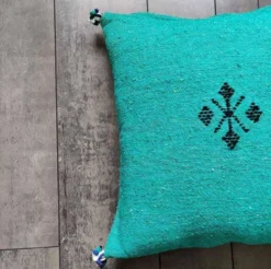 Coussin marocain vert en coton