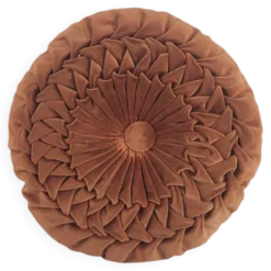 Coussin rond plissé velours