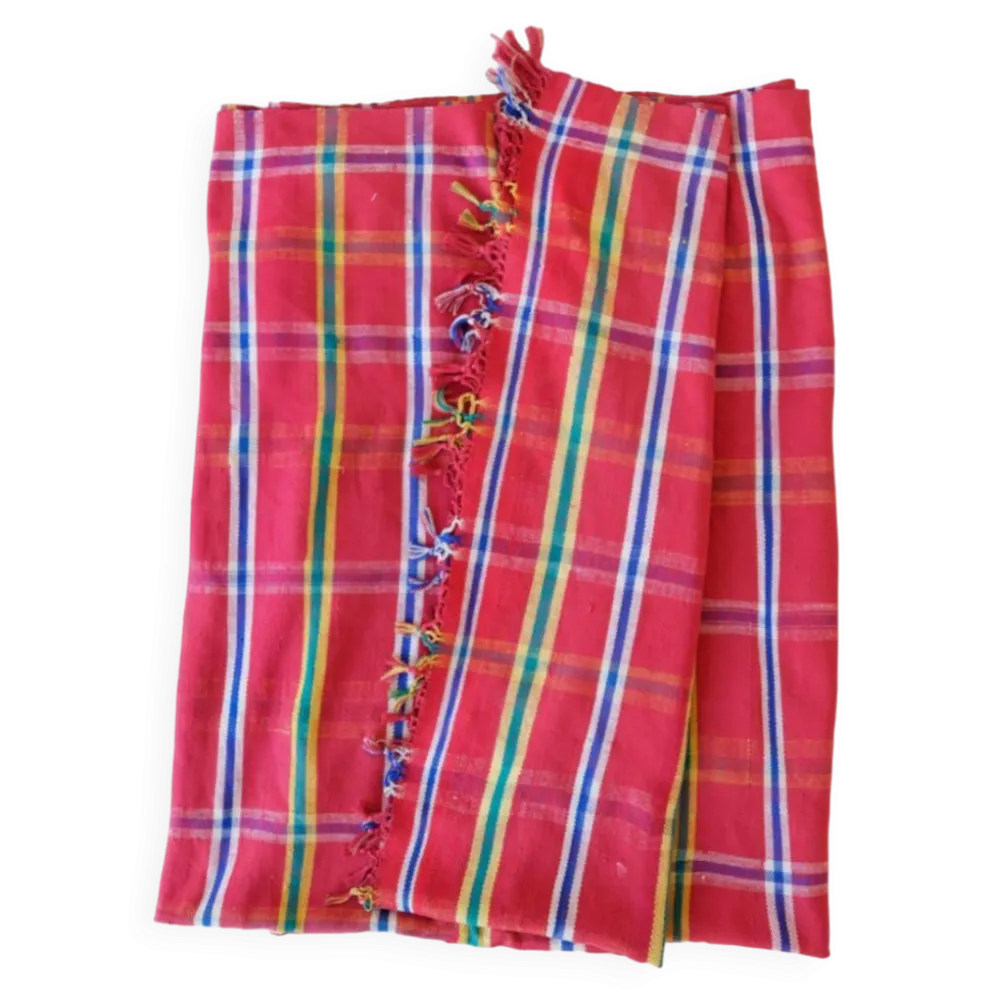 couverture à carreaux vintage du maroc - 179 x 214 cm