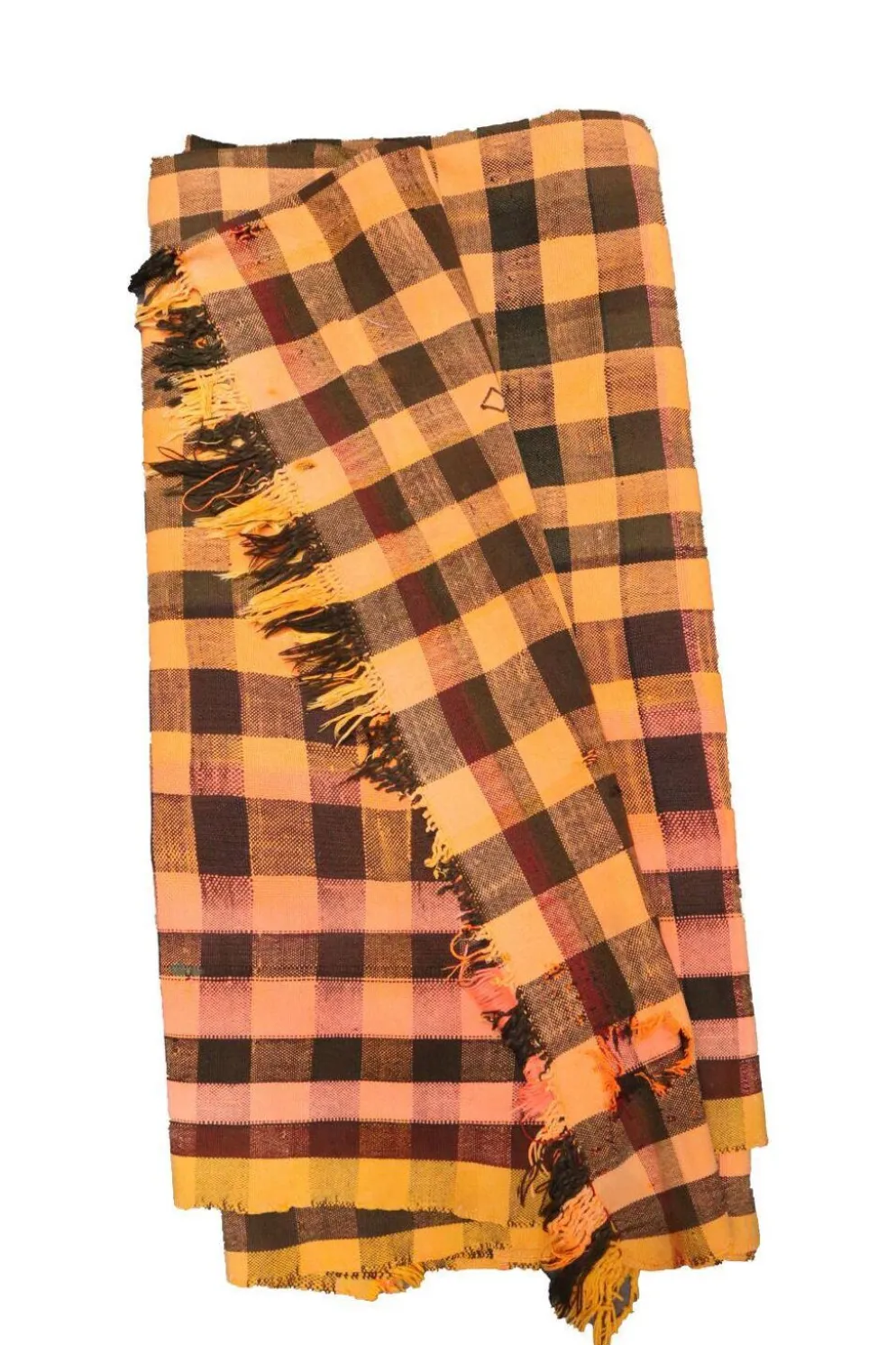 couverture vintage Haik à carreaux du maroc - 174 x 257 cm