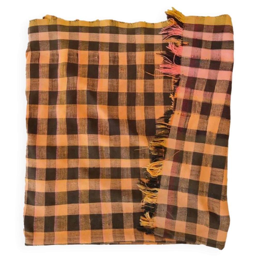 couverture vintage Haik à carreaux du maroc - 174 x 257 cm