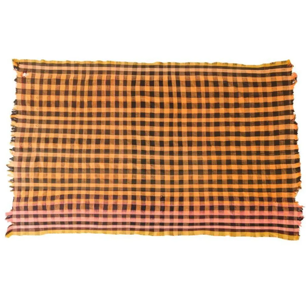 couverture vintage Haik à carreaux du maroc - 174 x 257 cm