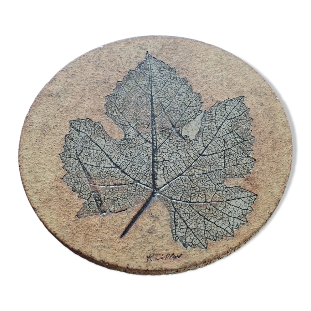 Céramique murale feuille Roger Capron, France années 60-70