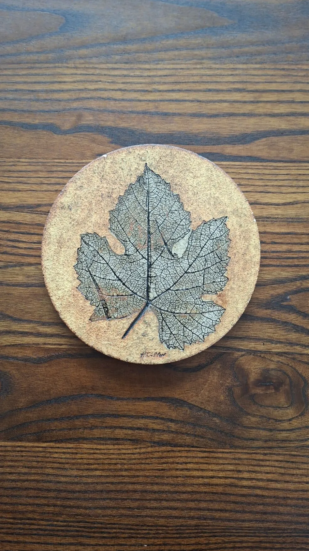 Céramique murale feuille Roger Capron, France années 60-70
