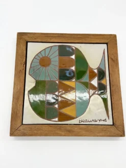 Céramique murale « poisson » signée Beauregard, 1960