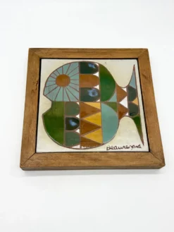Céramique murale « poisson » signée Beauregard, 1960
