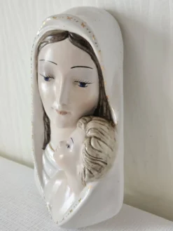 Céramique murale Vierge à l'enfant Italie vintage